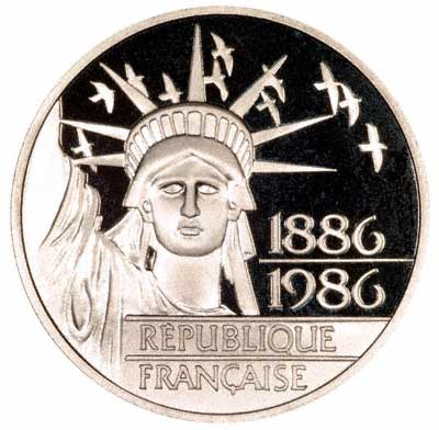 Liberty Obverse of 1986 French Platinum 100 Francs