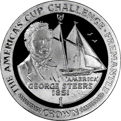 Reverse of 1987 Manx America's Cup Challenge Crown - George Steers