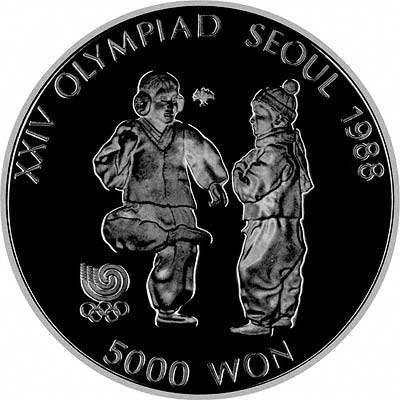 chegi Kicking On Reverse of 1988 South Korean 10,000 Won Silver Proof Coin