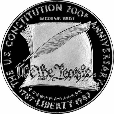 Reverse of Bicentennial of the Constitution Silver Proof Dollar