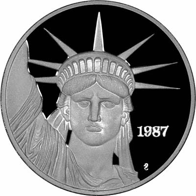 Obverse of 1987 Five Ounce Silver Medallion