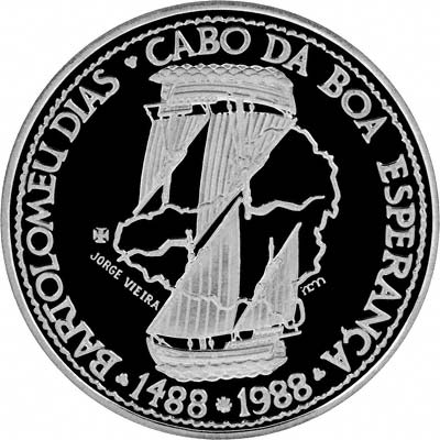 Reverse of Portuguese 1988 Platinum 100 Escudos