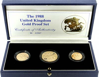 1988 Gold Proof Three Sovereign Set in Presentation Box