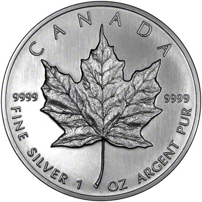 Reverse of 1989 Silver Canadian Maple Leaf