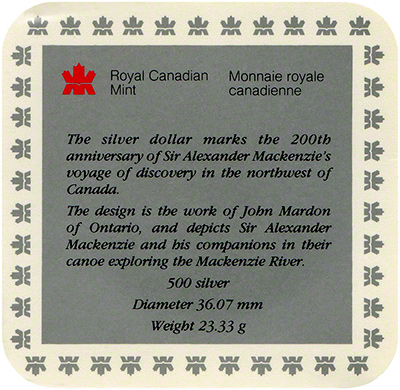 1989 Canada Silver Dollar Certificate