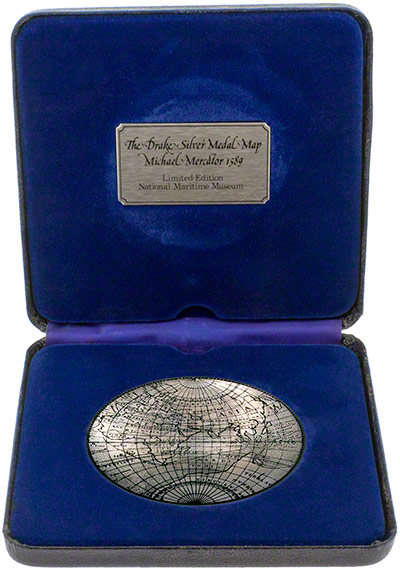 Sir Francis Drake World Map Medallion in Presention Box