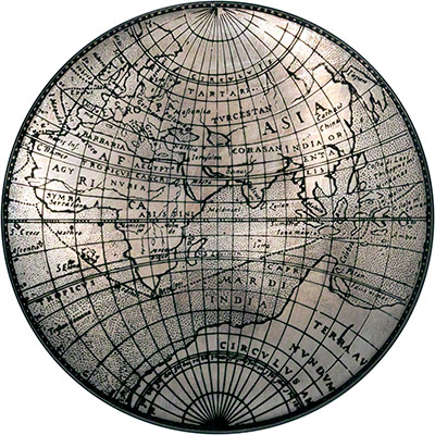 Obverse of Sir Francis Drake World Map Medallion