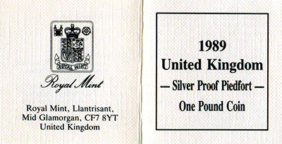 1989 Piedfort Silver Proof Pound Certificate