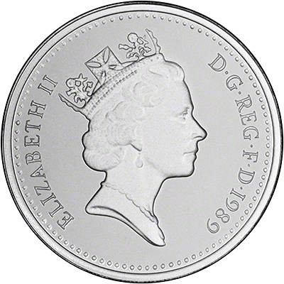 Obverse of 1989 Silver Proof Pound Coin
