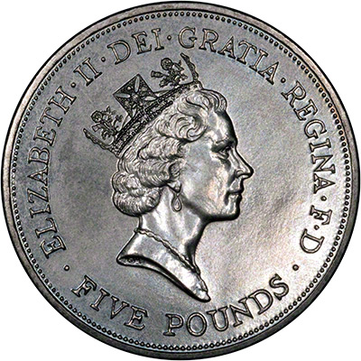 Obverse of the 1990 Queen Mother's 90th Birthday Crown