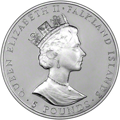 Obverse of 1990 Queen Mother's 90th Birthday Silver Proof Crown