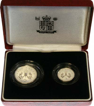 1990 Silver Proof Five Pence Pair in Box