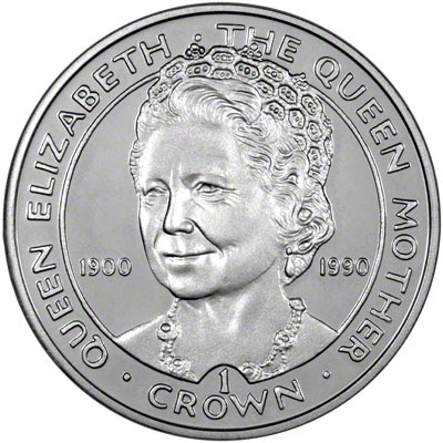 Reverse of 1990 Gibraltar Silver Proof One Crown