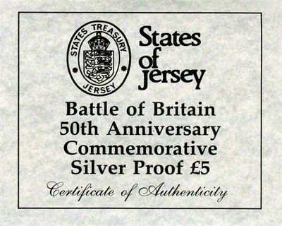 1990 Battle of Britain Five Pounds Certificate