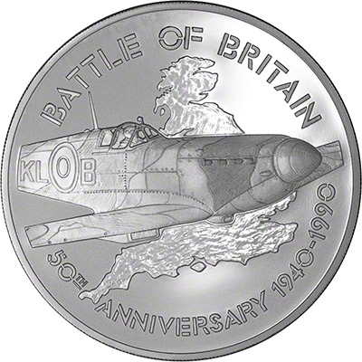 Reverse of 1990 Battle of Britain Five Pounds