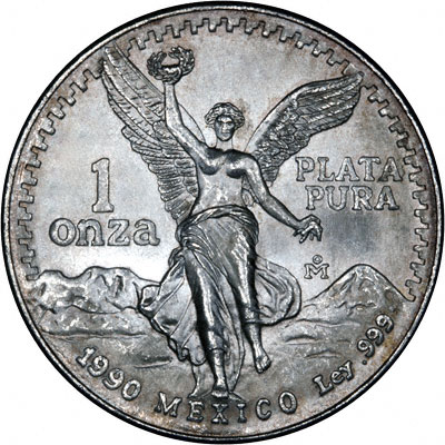 Reverse of 1990 Mexican One Ounce Silver Libertad