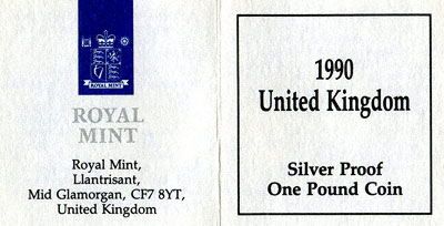 1990 Silver Proof One Pound Certificate