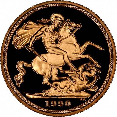 Reverse of 1990 Uncirculated Sovereign