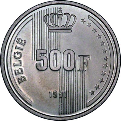 Reverse of 1991 Belgian 500 Francs