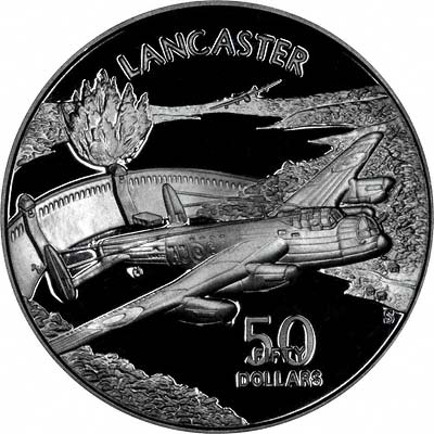 Lancaster Bomber on Reverse of 1991 Marshall Islands Silver Proof Crown