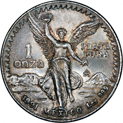 Reverse of 1991 Mexican One Ounce Silver Libertad