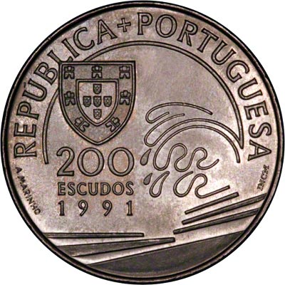 Obverse of 1991 Portugal 200 Escudos - Portugal & Columbus