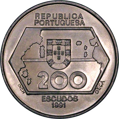 Obverse of 1991 Portugal 200 Escudos - Westward Navigation