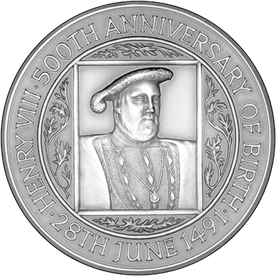 1991 Henry VIII Silver Medallion Reverse