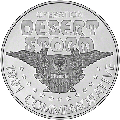 Obverse of 1991 Desert Storm Silver Medallion