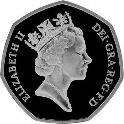 Obverse of Silver Proof Fifty Pence