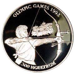 1992 Bhutan 300 Ngultrum Olympic Coin