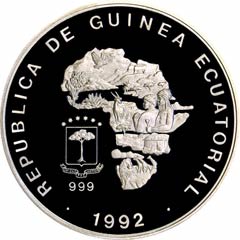 Obverse of Equatorial Guinea Silver Proof 15,000 Francos