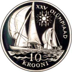 Obverse of 1992 Estonia 10 Krooni Silver Proof Crown