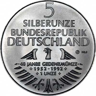 Reverse of Famous Germans Silver Medallions