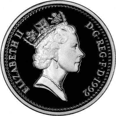 Obverse of 1992 Silver Proof One Pound