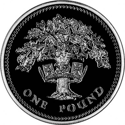 English Oak Design on Reverse of 1992 Pound Coin