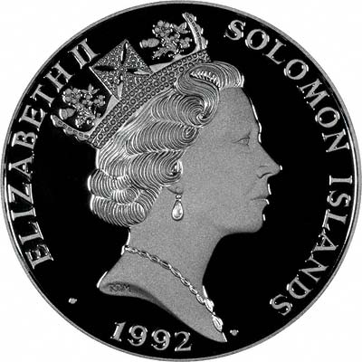 Obverse of 1992 Solomon Islands Silver Proof 10 Dollars