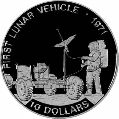 First Lunar Vehicle on Reverse of 1992 Solomon Islands $10 Silver Proof Crown