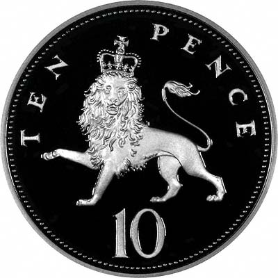 Reverse of 1992 Silver Proof Ten Pence