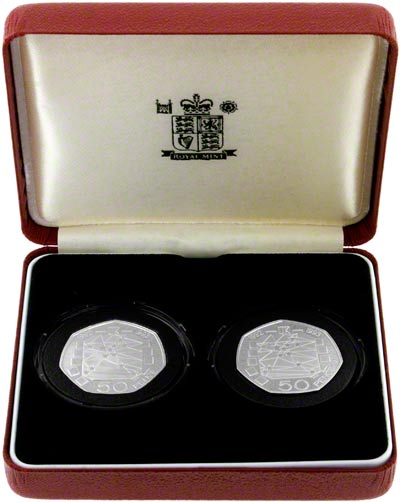 Silver Proof Piedfort Fifty Pence Two Coin Set