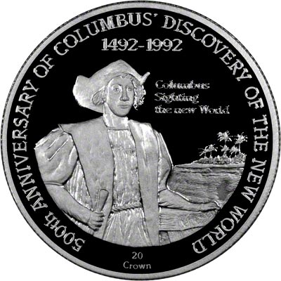 Reverse of 1992 Silver Proof 20 Crowns