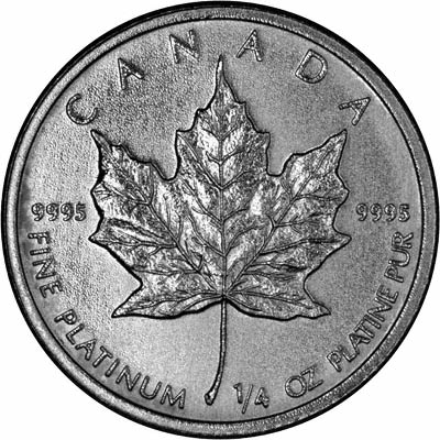 Reverse of Quarter Ounce Canadian Maple in Platinum