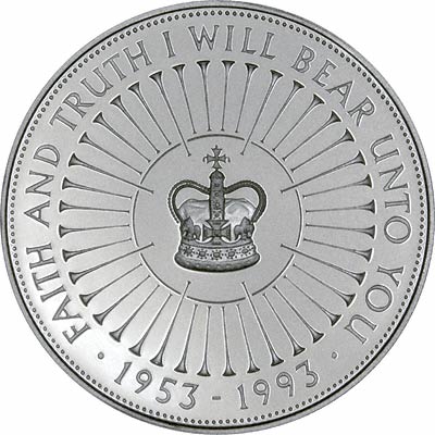 Reverse of the 1993 Five Pound Crown