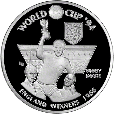 400 1993 Turks & Caicos Islands Silver Proof 20 Crowns - World Cup Winners, England 1966