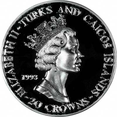 Obverse of 1993 20 Crowns Silver Proof