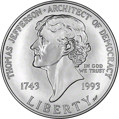 Box & COA BenL4A Details about   1993 S Thomas Jefferson 250th Anniversary Silver Dollar 