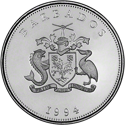 Obverse 1994 Barbados One Dollar