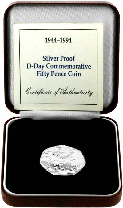 1994 D-Day Commemorative 50 Pence Silver Proof in Presentation Box