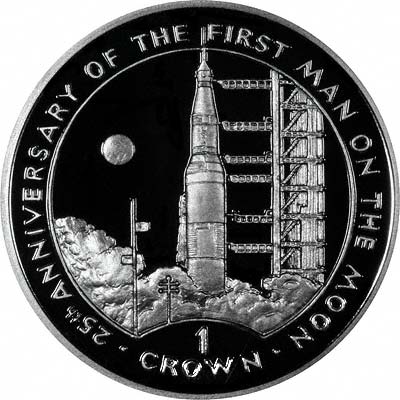 Saturn Rocket on Reverse of 1994 Gibraltar Silver Proof One Crown