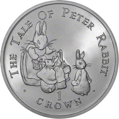 1994 Gibraltar Peter Rabbit One Crown Coin Reverse